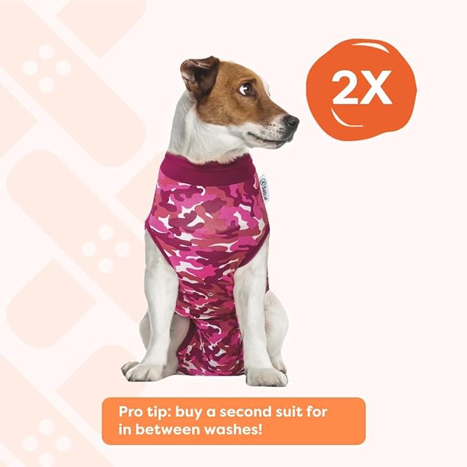 Suitical Recovery Suit for Dogs | Spay and Neutering Dog Surgery Recovery Suit for Male or Female | Soft Fabric for Skin Conditions | 2XL | Neck to Tail 31.5”-36.2” | Pink Camouflage