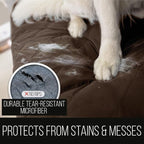 Sofa Shield® Couch Recliner Covers for Dogs, Reversible Furniture Protector with Strap, Stain and Tear Resistant Cushion Cover, 28 inch Seat, Machine Washable Slipcover Pets, Cats, Chocolate