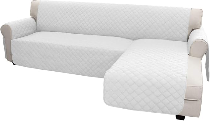 Easy-Going Reversible L-Shape Sectional Couch Cover, Small, White/White | Soft Sofa Slipcover For Dogs, Fits Left/Right Chaise Lounge Protector, Water Resistant Mat For Living Room