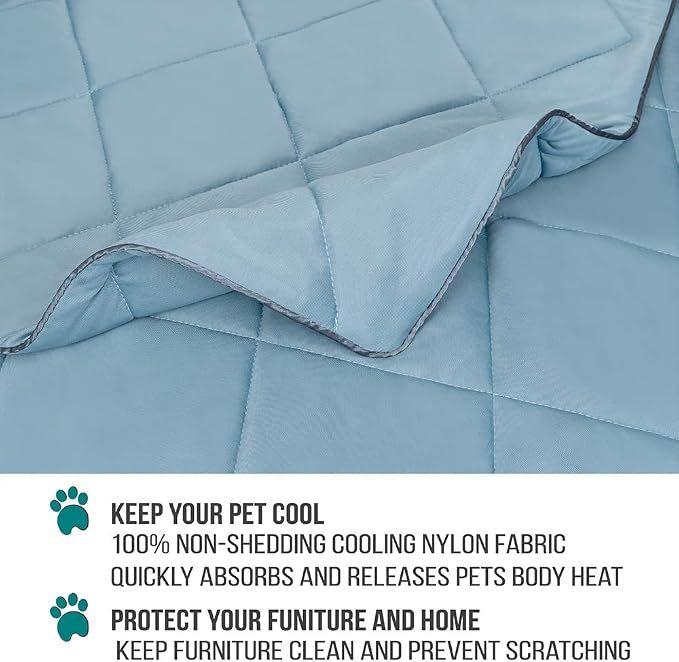 PetAmi Premium Cooling Dog Blanket | Lightweight Fluffy Pet Throw Blanket Bed Cover for Dogs, Cat, Puppies | Pet Blanket Furniture Protector Couch Sofa | Reversible Fuzzy Cozy | 29x40, Dusty Blue