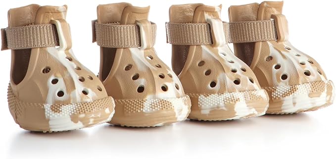 Dog Shoes for Hot Summer Pavement, Dog Shoes for Large Dogs, Waterproof Dog Boots & Paw Protectors, Non-Slip Dog Rain Booties, Easy Clean Sandals for Beach Brown Size 9
