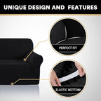 Stretch Loveseat Sofa Cover Slipcover Couch Cover for 2 Cushion Sofa Washable Sofa Cover for Pets Friendly Furniture Protector Covers with Non Slip Bottom(Loveseat, Black)