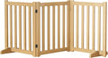 Wooden Freestanding Foldable Dog Gate, 24 Inch Height 3 Panel Pet Gate No Drill for Doorways Stairs, Fully Assembled Indoor Puppy Fence (Wood Color, 60" W x 24" H)