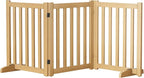 Wooden Freestanding Foldable Dog Gate, 24 Inch Height 3 Panel Pet Gate No Drill for Doorways Stairs, Fully Assembled Indoor Puppy Fence (Wood Color, 60" W x 24" H)