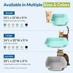 KittyGohere Senior Cat Litter Box Small with Scoop, 2 Pack Apple Green | Open Top Low Entrance Kitty Litter Box With With Long-handle Jumbo Scoop, Lightweight & Durable Litters Box, Made in USA