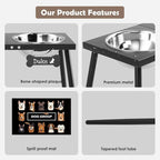 ADENGL Metal Elevated Dog Bowls, 17in Tall Raised Dog Bowl Stand, Dogs Raised Stand with 3000ml Stainless Steel Bowls and Sprill Proof Mat for Extra Large Breeds