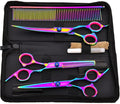 Professional Barber Scissors Kit - Colorful Pet Trimming Scissors, 7 inch Stainless Steel Shears for Grooming and Hair Cutting