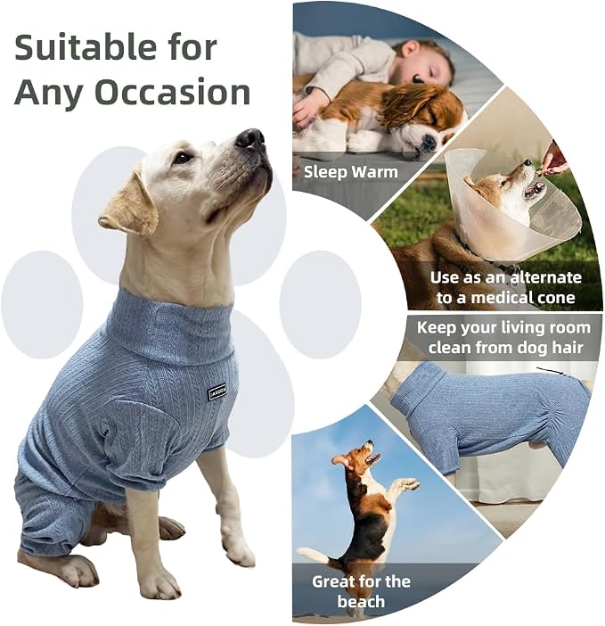 Dog Pyjamas Sweater Clothing and Loungewear Suitable for Medium to Large Breeds of Dogs, Dog Neutering Suits, Extra-Large Stretch Fabric, Four-Legged Dogs Clothes Pyjamas(Sweater Blue, 2XL)