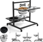SHAINFUN Elevated Dog Bowl Stand with 4 Stainless Steel Bowls (58oz) & 1 Slow Feeder, 9 Height Adjustable Raised Dog Bowl from 4.9" to 14.5" for Large Dogs & Multi-Pet Homes