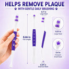 Dog Toothbrush, Dual-Head, for Medium-Large Dogs, Purple | Soft Bristles for Gentle Cleaning, 60° Curved Bristles for Better Coverage, Comfortable for Sensitive Gums