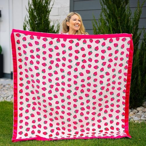 Darren & Phillip Cutie Frutti Strawberry Blanket - Ultra-Soft Blankets Made with Plush Fleece - Perfect as a Dog Bed Blanket or for Cuddling with Your Pup - Ultra-Snuggly Blankets for Dogs & Humans - Image 4