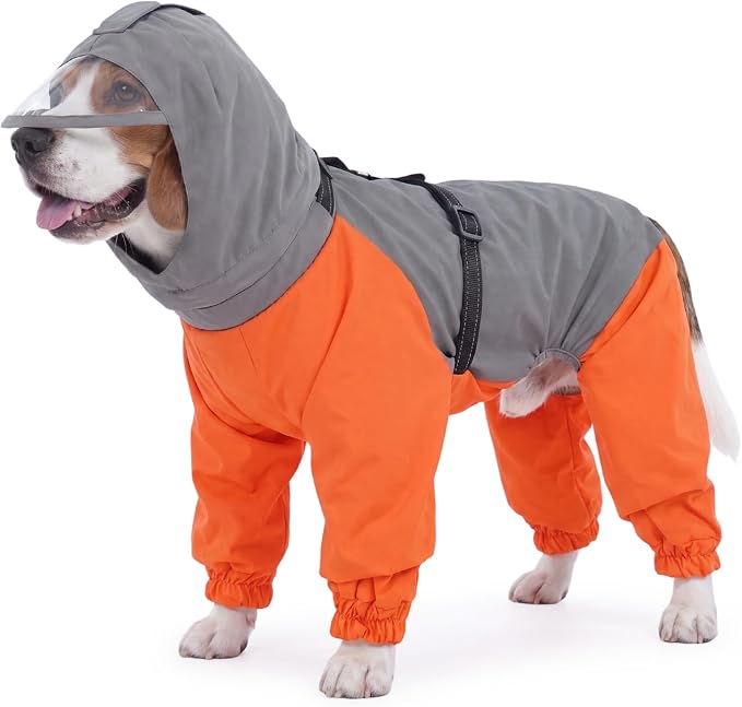 Nanaki Waterproof Dog Raincoat-Reflective Adjustable Rain Jacket Full Body | For Rainy Days,Hiking Camping,Reflective Safety Strips,Full-Body Protection,Easy On/Off,Detachable&adjustable Hood,Breathable