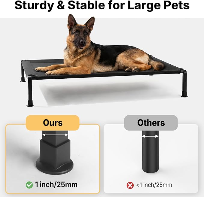 Veehoo Elevated Dog Bed with Fluffy Plush Bolster Cushion, Dog Couch Bed | Cooling Raised Dog Bed for Large Dogs, Washable Orthopedic Pet Cot with Removable Mat, Breathable Mesh, Non-Slip, 45", Grey
