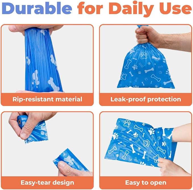 Best Pet Supplies Poop Bags for Dogs - Blue, 150 Count | Unscented, Leak-proof, Easy-Tear perforations, 15 Thick Bags per roll, Outdoor Walking & Travel, Fits Standard Holders