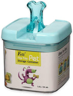 Small 5"H Flip-Tite Bone Square Pet Food Storage Canister in Clear/Blue