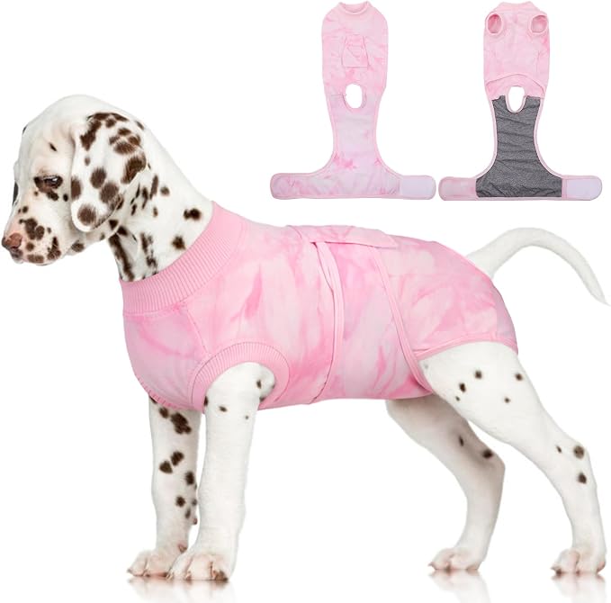 FUAMEY Surgery Suit for Dogs Female After Spayed, Soft Onesie for Surgery | Cone Alternative after Surgery, Dog Wound Cover Spay Suit Prevent Licking, Female Dog Onesie for Heat Cycle, Pink Tie Dye S