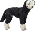 Dog Raincoat for Medium Large Dogs,rain Jacket Coat, Full Leg Coverage Waterproof Rain Suit with Detachable Hood & Tail, Reflective Strips, Snag-Free Top Zipper (Black for Girl, Large)
