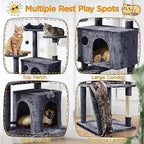 Yaheetech 80in XL Multi-Level Cat Tree, Double Caves, Perches, Sisal Posts - Image 5