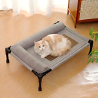 Elevated Dog Bed with Breathable Mesh Hammock, Heavy Duty Steel Frame Raised Indoor Outdoor Dog Bed for Large Cats, Medium & Small Dogs, 25.98"x17.72" Up to 140lbs, Gray