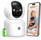 Battery Powered Indoor Camera Wireless for Home Monitoring | Rechargeable Pet Camera, 360° PTZ, 2.5K Color Night Vision, Dual-Band WiFi, 2-Way Audio, TF Storage, Dog Cam with phone app