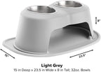 WeatherTech Double High Pet Feeding System - Elevated Dog/Cat Bowls - 8 inch High Light Grey (DHC3208LGLG)