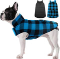 ASENKU Reversible Dog Winter Coat, Dog Jacket for Small Medium Large Dogs | Windproof Plaid Fleece Lining for Cold Weather, Water-resistant Outer Shell, Puppy Puffer Vest with Leash Hole, Blue M