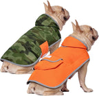 HDE Reversible Hooded Dog Raincoat Slicker Poncho for Small Medium Large Dogs - Camo Orange - M - Polyester