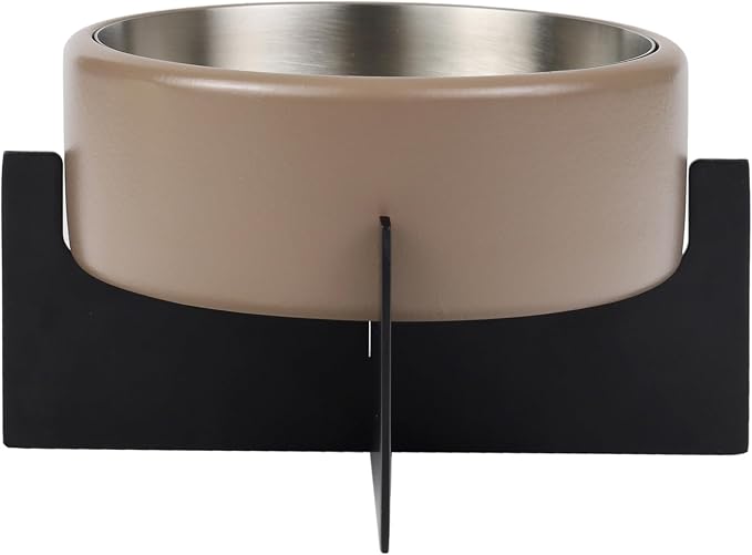 Ripple Ridge 16oz (2 Cups) Small/Medium Slanted Pet Feeder with Weighted Concrete Base and Removable Stainless Steel Bowl, Non-Slip Dishwasher Safe for Dogs, Cats, Pink DBL3001A