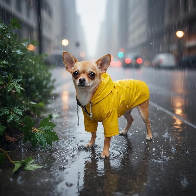 Dog Raincoat rain Jacket Raincoat Dogs Waterproof Small Medium Breeds Zip Closure Storage Pocket Harness Hole Yellow XS
