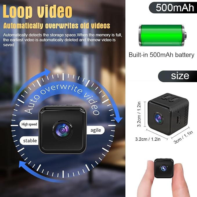 Mini Indoor Security Camera Wireless Home Small Outdoor WiFi Pet Cameras,2026 1440P HD Tiny Nanny Cam, Wide Angle,Night Vision,Home Indoor Outdoor Camara, No Need WiFi Camaras,For House Security