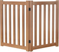 Wooden Freestanding Foldable Dog Gate, 24 Inch Height 2 Panel Pet Gate No Drill for Doorways Stairs, Fully Assembled Indoor Puppy Fence (Brown, 40" W x 24" H)