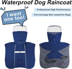 Pet Dog Raincoat Jacket Large Dog Rain Poncho with Transparent Hood, Double-Layer Structure, Adjustable, Waterproof, and Reflective, Suitable for Medium to Large (Dark Blue, 2XL)