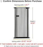 Lumizone Extra Tall Cat Gate 61.02" High 29.92"-34.24" Wide Pet Gate Black | Dog Gate for Doorway Hallway Stairs Pressure Mounted Extra Wide 1.37" Gap No Drilling Auto-Close One-Handed Operation