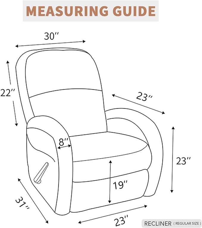 Easy-Going 100% Waterproof Recliner Chair Cover，1-Piece Recliner Slipcover | Dual Waterproof Couch Cover for Recliner，Leakproof Furniture Protector for Kids Pets Dog Cat Daily Stain, Light Fray