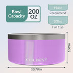Coldest Dog Bowl - Anti Rust Metal, Non Slip, 3 Layers Insulated Stainless Steel Dog Bowls - Spill Proof & Heavy Duty - Water Bowl for Dogs, Cats, Dish Washer Safe (200 oz, Saturns Purple Glitter)