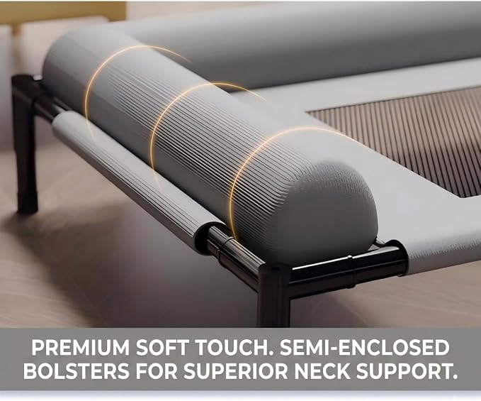 Elevated Dog Bed with Breathable Mesh Hammock, Heavy Duty Steel Frame Raised Indoor Outdoor Dog Bed for Large Cats, Medium & Small Dogs, 25.98"x17.72" Up to 140lbs, Gray