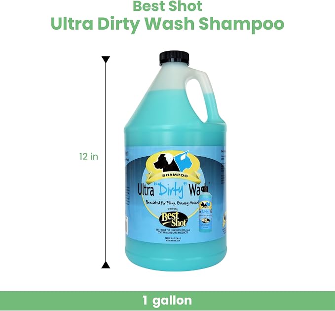 Best Shot Ultra Dirty Wash Shampoo, Coat and Skincare Product for Dogs and Cats, Soap-Free, Quick-Rinsing, Refreshing Agree Musk Fragrance, 1 Gallon