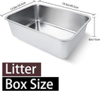 Stainless Steel Cat Litter Box 19.5"x13.6"x6" | For Adult Cats or Kitty/Kitten, Rust-Proof, High Side, Non Stick, No Smell, Easy to Clean