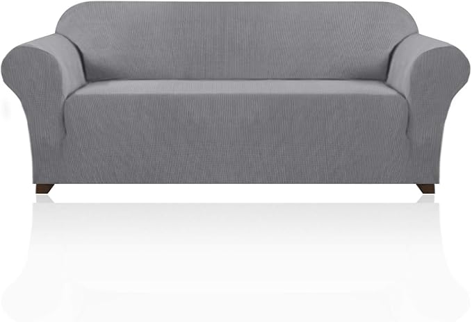 Stretch Sofa Cover Slipcover Couch Covers for 3 Cushion Couch Furniture Protector Sofa Covers with Non Slip Elastic Bottom Dogs Pet Friendly Fitted (Sofa, Dove)