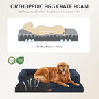 Orthopedic Washable Dog Bed for Large Dogs, 36x27in, Navy Blue | Orthopedic Foam Relieves Joint Pressure, Bolsters Supports Head And Neck, Washable Cover, Non-Slip Bottom