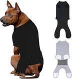 2 Packs Breathable Cotton Dog Recovery Suit for After Neuter Spay Abdominal Wounds Protector, Professional Anti-Licking Onesies for Male Female Pets Surgery Bandages, XL Black Grey Pure