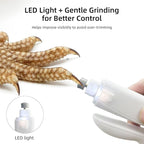 Bearded Dragon Nail Clipper & Grinder 2-in-1 - Rechargeable Electric Lizard Nail File Trimmer with Safety LED Light, Quiet Low-Speed for Lizard, Crested Gecko, Turtle, Chameleon