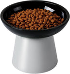 LoeJan Elevated Cat Food and Water Bowls Set, Extra Wide and Raised Ceramic Feeder, Anti-Vomit Whisker-Free Pressure Feeding Bowl for Kittens Adult Small Dogs (Black, Food Bowl)