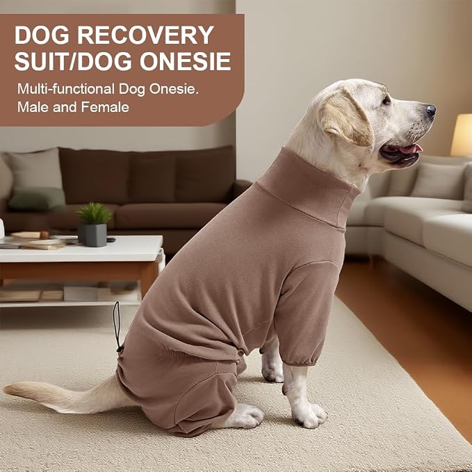 Dog Pyjamas PJS Sweater Clothes and Home Clothing Suitable for Medium to Large Breeds of Dogs, Dog Neutering Suits, Extra-Large Stretch Fabric, Four-Legged Clothe(Thickened Coffee, XL)