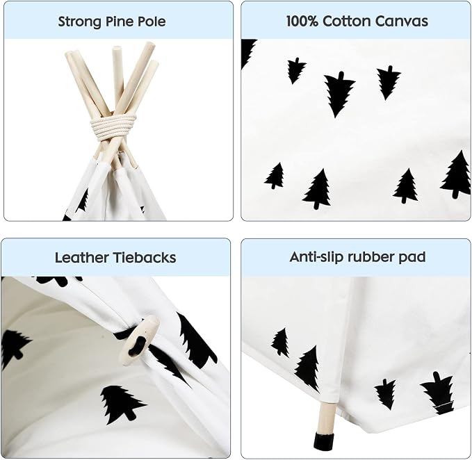 Luxury Pet Teepee Tent for Dogs, Cats & Rabbits Washable Pet House with Removable Cushion & Interactive Blackboard for Puppy Indoor Dog Cat Bed