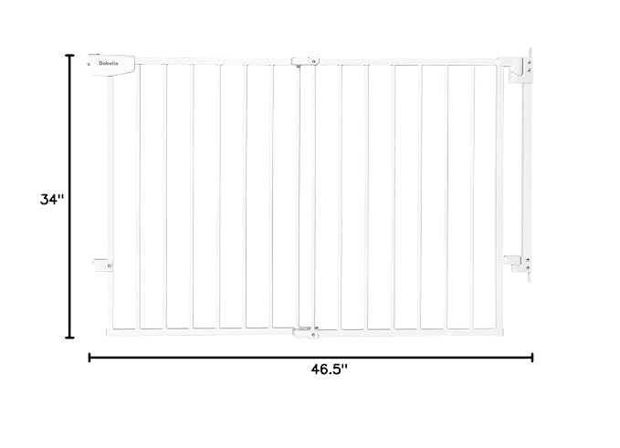 Babelio Extra Tall No Bottom Bar Baby/Dog Gate, 34" H, 29.7-46.5" W, White | Hardware Mount Pet Gate for Indoor Doorways and Hallways with Auto Close, Stay-Open, Wide Walk-through Door, Easy Install