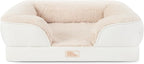 Town & Country Everyday CuddleTown Comfy Solid Bolster Sofa Pet Bed, Supportive & Calming Egg Crate Foam, Non-Slip Bottom, Machine Washable Cover, Cream, Large 35"x25"x8"