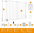 SHYUJAJIE No Bottom Bar Baby Gate,37 inch Tall Cat Pet Gate | for Doorway, Adjustable 27.5in- 43 in Dog Gate with Large Walk Thru Door ,White