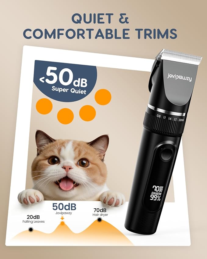 Cat Clippers for Matted Long Hair,Low Noise Cordless Pet Grooming Trimmer