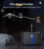 Cat Water Fountain Stainless Steel, 135oz/4L Cordless Pet Fountain for Cat | With 6 Pack Filters|Water & Battery Separation；Faucet Design；Wireless；4000mAh Battery